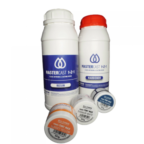 MasterCast 1-2-1 Clear Art Coating Resin 2kg + Pack of 3 resi-TINT MAX