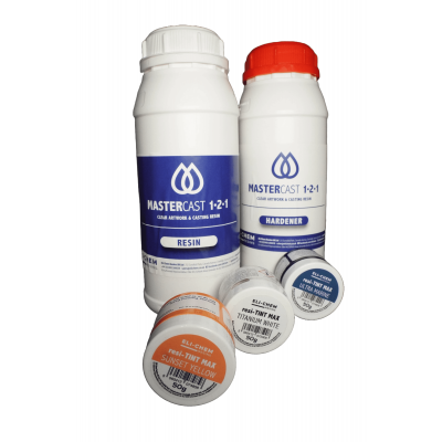 MasterCast 1-2-1 Clear Art Coating Resin 2kg + Pack of 3 resi-TINT MAX